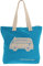 BRISA VW Collection - Volkswagen Wiederverwendbare Canvas-Einkaufs-Tüte-Strand-Tasche mit T1 Bulli Bus Motive (Silhouette/Blau)