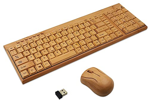 Smart Tech Handarbeit Natur Bambus Holz PC Wireless 2,4 GHz Tastatur und Maus Combo + Smart Tech Touch Pen Large