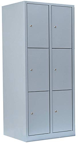 Lüllmann 6 Fächer Schließfachschrank komplett montiert grau 180x80x50cm Wertfachschrank Fächerschrank Spind Umkleideschrank 523320
