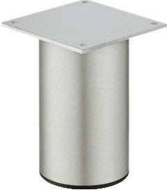 GedoTec Möbelfuß 50 mm Tischbein Sockelfuß Aluminium | Schrankfuß Edelstahl-Optik | Fuß mit Anschraubplatte | ohne Höheneinstellung | Möbelbeschläge