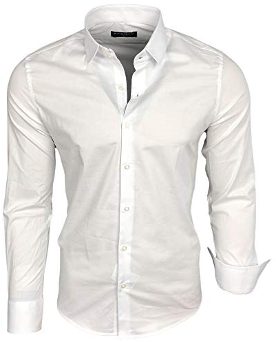 Baxboy B-500 Chemise à manches longues pour homme, Blanc., XXL