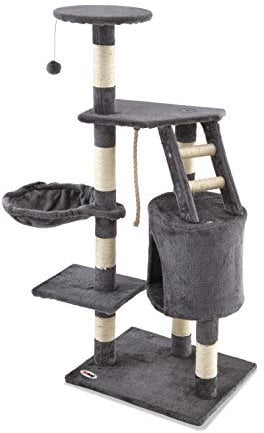 Petlicity 120cm Deluxe Cat Tree – Multi-Level Cat Activity Tower with Sisal Scratch Posts, Plush Platforms, Sleeping Caves & Hanging Toys – Heavy-Duty Scratching Post Furniture for Kittens & Adults