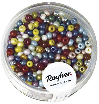 Rayher 1406849 Rocailles, 2,6 mm ø, perlmutt, Dose 17g, gemischt, nich