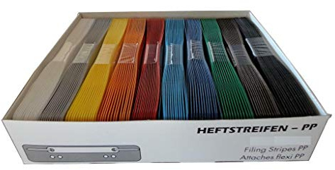 Heftstreifen kurz Kunstst. sortiert mit Kunststoffdeckleiste je 25er in