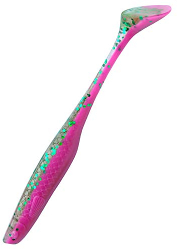 K.P Baits Lazy Shad Gummifisch 4 10 cm 5 Stück Barsch Zander 081 Pink Grün