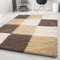 Carpetsale24 Hochflor Teppich Shaggy kariert 120x170 cm Mokka, weich & flauschig, modernes Karo Muster, rechteckig, perfekt für Wohnzimmer oder Schlafzimmer, stilvoll & bequem