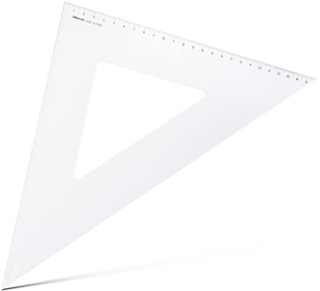 Aristo AR4526 Dreieck 45° (Kathete 260mm, Hypotenuse 368mm, abriebfeste Tiefprägung der Teilung, Plexiglas) transparent