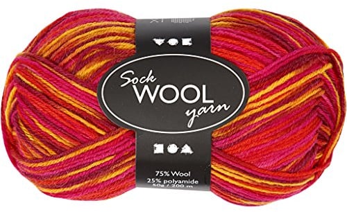 Creativ 100263 Sock Yarn, L: 200 m, red/orange harmony, 50 g