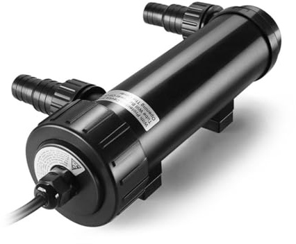 Flexzion Pond UV Lights for Outdoor Ponds - 9W Small Light, 2113-Gal Capacity, 1500L/H UV Pond Clarifier for Outdoor Ponds, Clears Water in Days (CUV-109A)