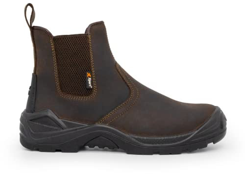 Xpert - Defiant S3 Safety Dealer Boots. Pull On Chelsea Steel Toe Cap Shoes, Comfortable And Water Resistant Work Boots For Men With Midsole Design For Safety and Ankle Support (UK 10)