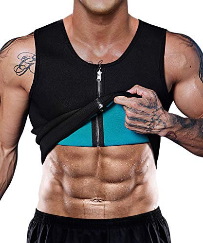DoLoveY Men Sweat Sauna Vest Waist Trainer Body Shaper Hot Neoprene Sport Fitness Gym Workout Tank Top, Black, XX-Large