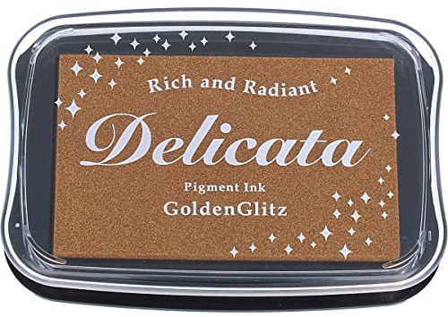 Tsukineko Golden Glitz Delicata Anlaufbeständiges Stempelkissen, Synthetic Material, 9.4 x 7.6 x 1.8 cm, Gold