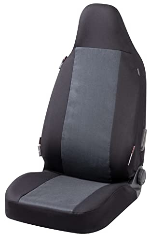 Walser Transporter-Sitzbezug für Einzelsitz, Universaler Sitzbezug-Auto für Highbacksitze, 1 Einzelsitz vorne mit integrierter Kopfstütze anthrazit, Schwarz