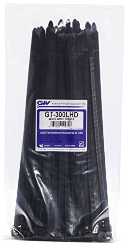 GW Kabelbinder-Technik, Kabelbinder 302 x 7,6 mm, schwarz, 100 Stück, GT-300LHDBC