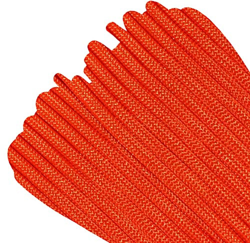 Paracord Planet - Cuerda de paracaídas Tipo III 550 auténtica, tamaños, Resistencia a la tracción de 550 Libras (Naranja, 25 pies)