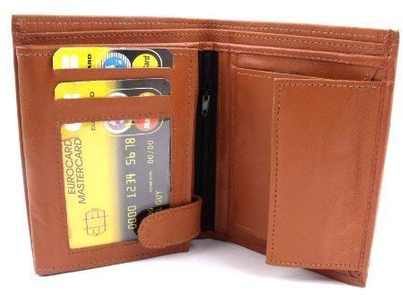 Mens Genuine Soft Tan Trifold Leather Wallet