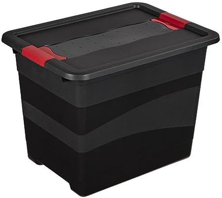 keeeper Transportbehälter mit Deckel und Schiebeverschluss, Extra Stabil, 39,5 x 29,5 x 30 cm, 24 l, Eckhart, Graphit Grau