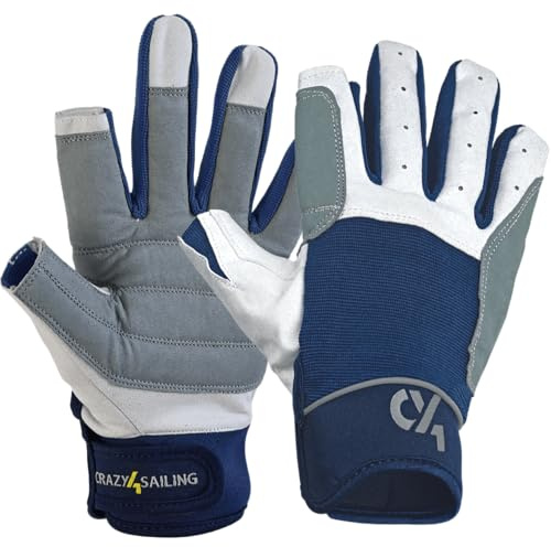 crazy4sailing Segelhandschuhe Herren & Damen Cruising – Komfortable Kurzfinger für Segeln, Kajak & Fahrrad – Weiches Amara Leder – Der ideale Allrounder für Fahrtensegler