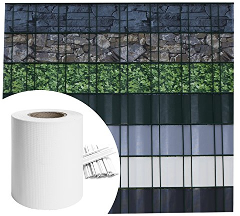 Sichtschutz PVC - Weiß RAL 9010-35m (7m²) - Doppelstabmatten Zaunfolie Windschutz blickdicht Windschutz
