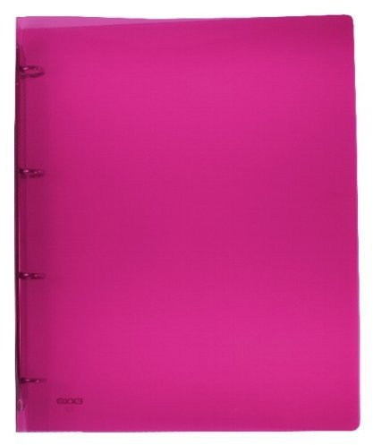 EXXO by HFP 22446 Ringbuch 4 Ringe Kunststoff für bis zu 40 Blatt mit selbstklebendem Rückenschild, transparent rot