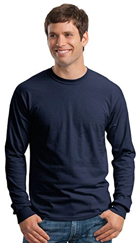 GILDAN Men's Soft Style L/Sleeve T Shirt, Blue (Navy), M UK