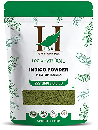 H&C Indigo-Puder (Indigofera Tinctoria) – 227 g Packung | Natürliches, Paraphenylendiaminfreies Indigo-Pulver zum Haarfärben in Blau, Braun und Schwarz für alle Haartypen und mittlere Brauntöne