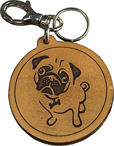 Etabeta Artigiano Toscano Schlüsselanhänger Mops lasergraviertes Leder Made in Italy