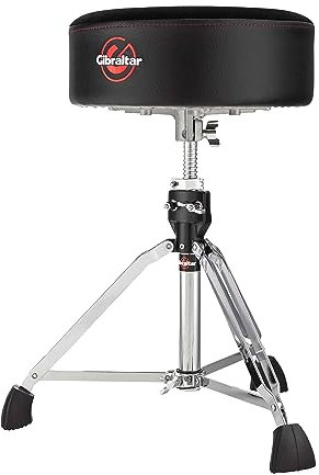 Gibraltar Schlagzeughocker, Drumhocker 9000 Series Round Softy, 9608SFT (Durchmesser: 35cm, Cordura-Material und Vinyl-Sitzfläche, Super Lock, Dreibein-Position, 'Super Foot' Gummifüße)