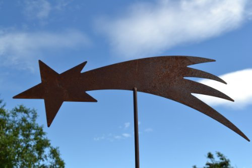 Gartenstecker Weihnachtsstern Bethlehem, Höhe ca. 110-120 cm - Weihnachtsstern auf Stab aus Metall und Edelrost