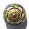 Antique Cream Round with William Morris Blue Flowers (Brass Fittings) Ceramic Cupboard Door knobs Drawer pulls Shabby Chic Handle Porcelain