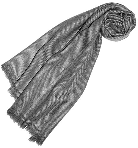 Lorenzo Cana Frauenschal aus 100% Kaschmir flauschig leichter Kaschmirschal Kaschmirtuch Winterschal Naturfaser naturbelassen grau gemustert Damenschal 78315