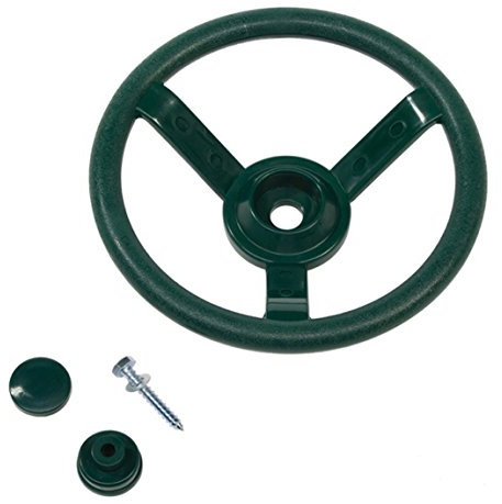 Garden Games Toy Steering Wheel for Children's Climbing Frame or Playhouse (Green) with Fixing Kit