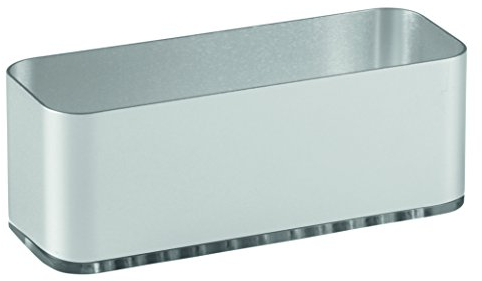 iDesign 82776EU Affixx, Peel-and-Stick Starker Selbstklebender Halter mit Saugnapf für die Küchenspüle aus Aluminium, Topfkratzer, Abwaschbürsten, Metall, silber/smoke, 16,84 x 6,68 x 8,89 cm