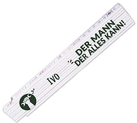 Zollstock mit Namen Ivo und schönem Motiv - Der Mann der alles kann - für Männer | Metermaß | Glieder-Maßstab mit Namen bedruckt | Viele Namen zur Auswahl