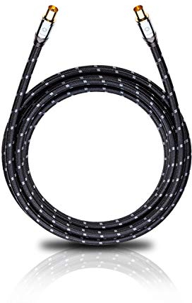 Oehlbach XXL Transmission Ultra - High End HPOCC Antennenkabel für TV und Radio, Koaxialstecker m/w, DVB-T2, HDTV, 4k & Ultra HD - 2,20m schwarz/grau