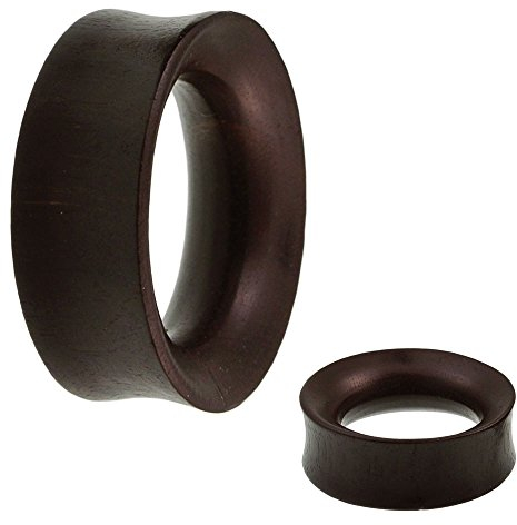 CHICNET Tribal Flesh Tunnel Holz schwarz Holztunnel handgeschnitzt Eisenholz Plug schmal Expander Organic 6 mm