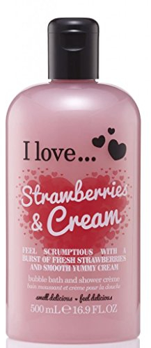 I Love Originals Strawberries & Cream Bath & Shower Crème, Filled With Natural Fruit Extracts & Vitamin B5, Nourishing & Refreshing Formula to Leave Skin Feeling Silky & Soft, Vegan-Friendly - 500ml