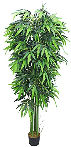 Decovego Bambou Grande Géant Plante Arbre Artificielle Artificiel Plastique 210cm avec Bois véritable Domaine Interne