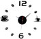 Reloj De Pared Grande Diy Wall Sticker Reloj Café Té Taza Número Reloj Home Decor De Cafe-Negro