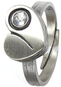 Nord-Form Damenring - Herzform 925/ Silber Echt Bergkristall Größenverstellbar