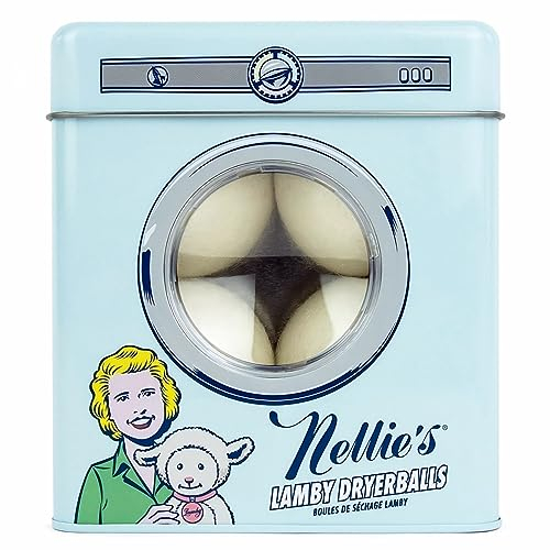 Nellie's Lamby Dryerballs, 4er-Pack – wiederverwendbarer Weichspüler für 500+ Ladungen – 100% reine neuseeländische Wolle, geräuschlos in Ihrem Trockner, reduziert Tuchfalten und spart Trocknungszeit