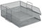 1,2 or 3 Tiers Office Mesh Filing Front Loading Silver Black Trays Documents Letters (2 Silver Trays + Risers)
