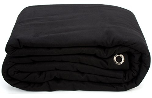 LightmaXX Backdrop, 600x500cm, B1 Zertifiziert, Schwer Entflammbar, Geöst, 300g/qm, Schwarz, Ideal für Bühnenverkleidung und Flächenabdeckung, Baumwolle