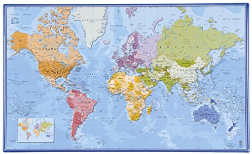 Viquel Schreibtischunterlage Weltkarte in englischer Sprache – Schutz für das Büro mit Weltkarte