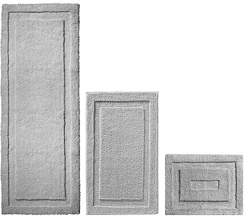 mDesign tapis de bain séchage rapide – tapis de douche en microfibre pour salle de bain ou cuisine – tapis salle de bain de 3 tailles différentes – set de 3 – gris