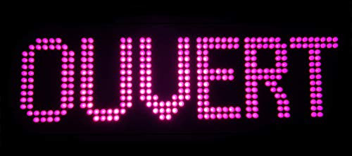 Enseigne lumineuse à LED OUVERT Rose 60x30x2.5cm