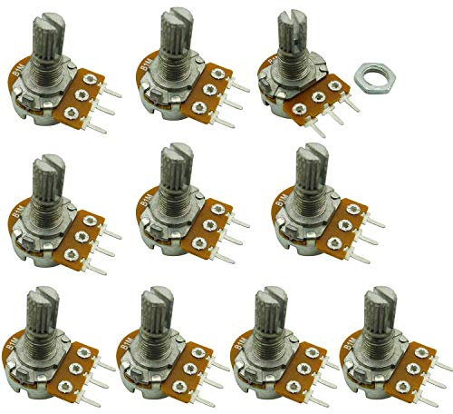 Aihasd 10PCS B1M 1M Ohm Adjustment Single Linear Rotary Taper Potentiometer Shaft 15mm