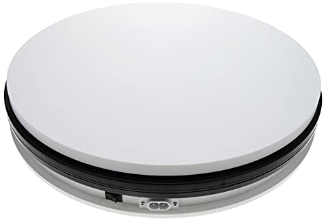 PrimeMatik - Base giratoria eléctrica de 35 cm. Plataforma Rotatoria de Color Blanco