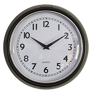 Premier Housewares Wall Clock Wooden Clocks For Living Room Retro Green Digit Numbers Kitchen Clocks Wall Contemporary Clocks For Bedrooms 25 x 3 x 25cm