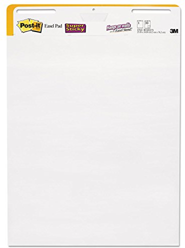 Post-it Super Sticky Staffeleiblock, kurzes Rückkartenformat, Weiß, 63,5 x 76,2 cm, 30 Blatt/Block, 2 Blöcke/Packung, ideal für virtuelle Lehrer und Schüler (559 STB)